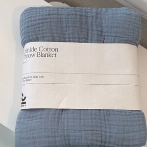 Sembla  Blue Crinkle Cotton Throw Blanket 60”x72” New